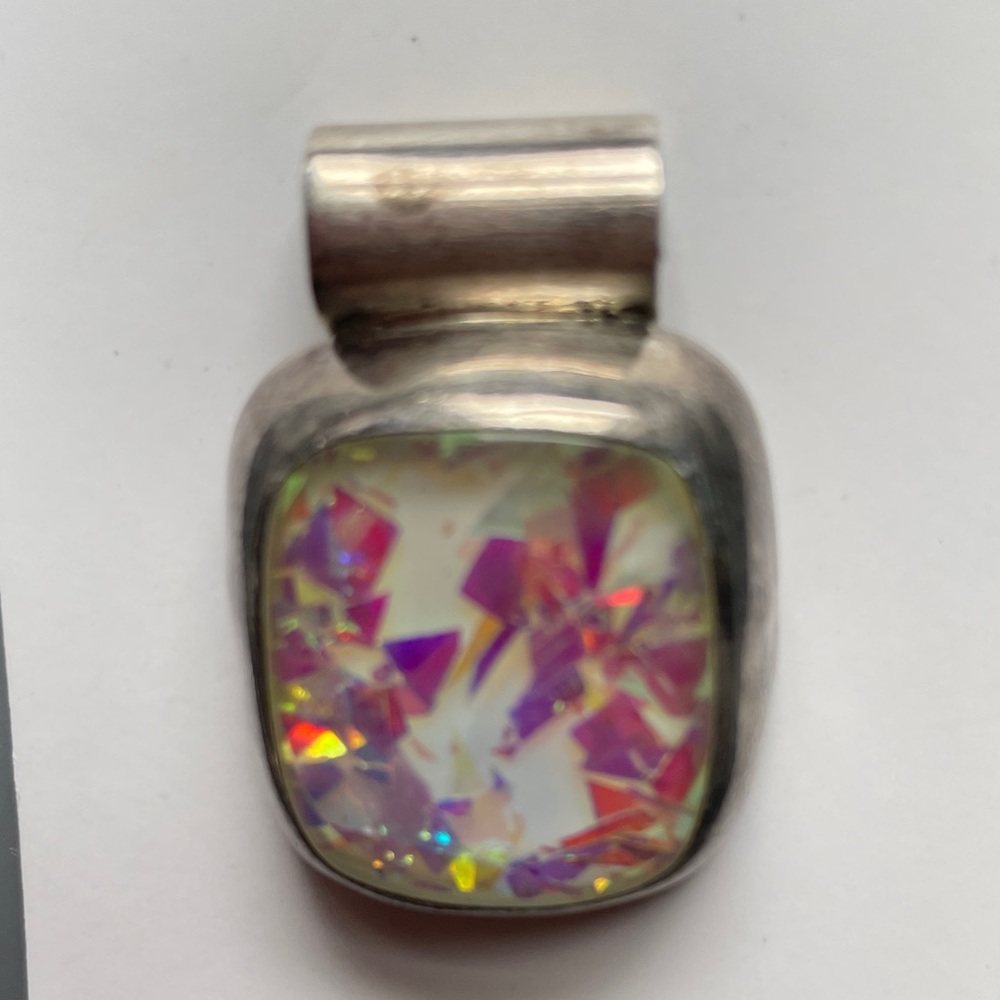 Mexico .925 Art Deco Rainbow Foil Pendant